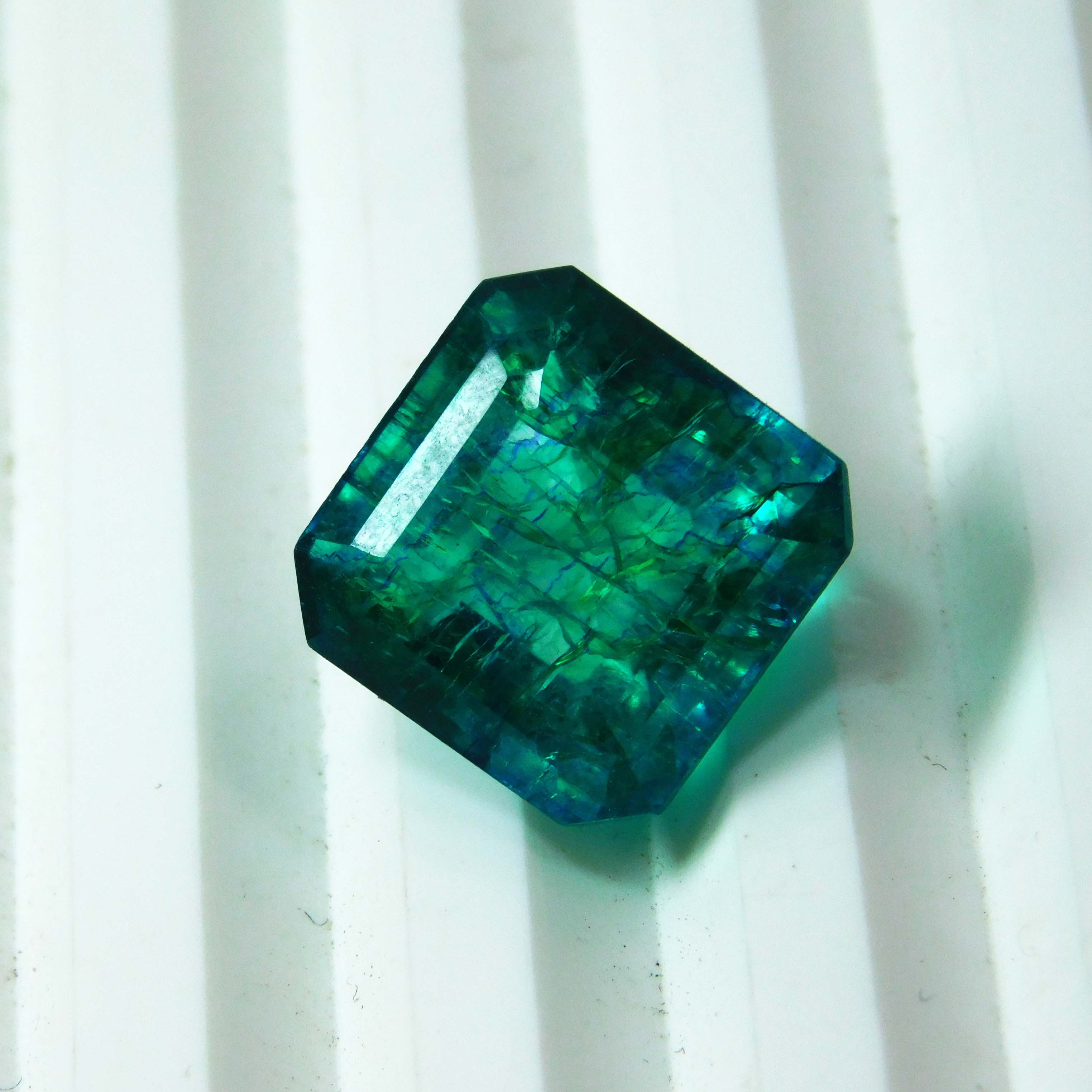 

CERTIFIED Natural Green Emerald Loose Gemstone 8.55 Carat Square Emerald Cut qwe12 13 mm approx. зелений