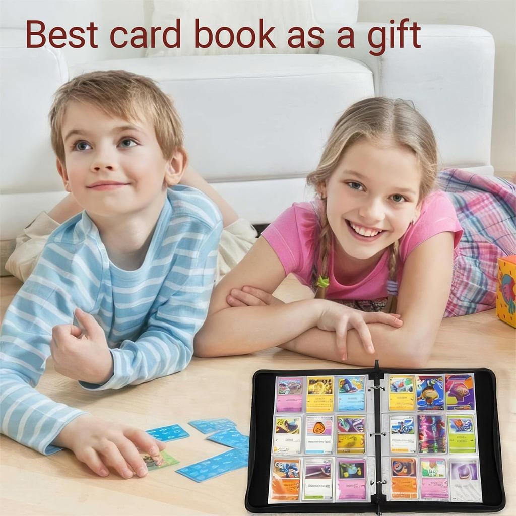 Card Album with Zipper, 9-Pocket 50 Pages Holds 900 Cards, Wear-Resistant and Waterproof, Ideal for Collectors