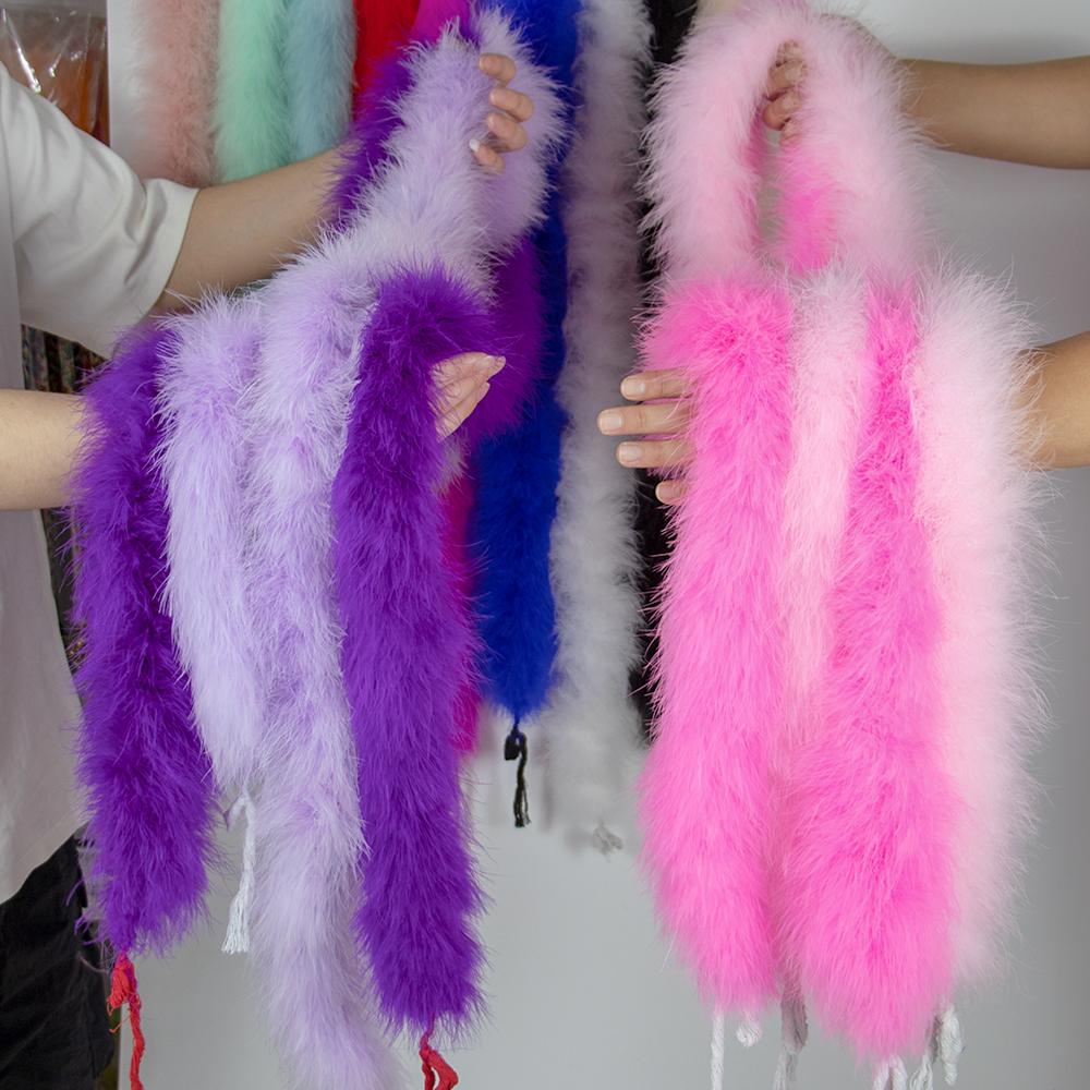 DIY 50Grams Marabou Turkey Feathers Boa for Crafts Needlework Shawl Party Scarf Carnival Costume Wedding Plumes Decoration 2Yards