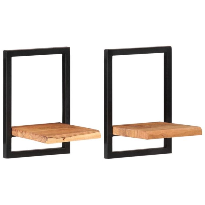 VidaXL Wall Shelves 2 Pcs 25x25x35 Cm Acacia Wood and Steel 338461