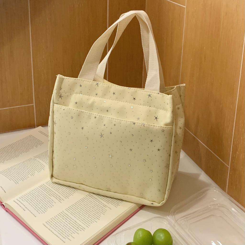 Stylish Shiny Star Rhineste Bento Bags Women's New Large Capacity Zipper Daily Handbags Korean Style Casual Storage Bag