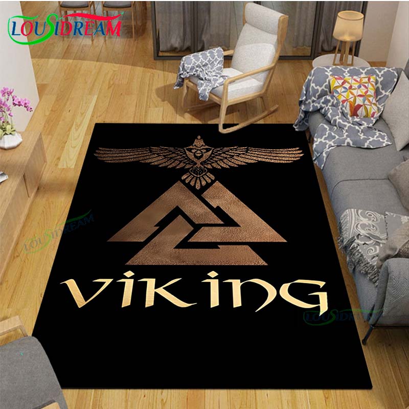 Nordic Viking Mythology Symbols Carpet Room Decor Floor Mats Bedroom Yoga Mat Photography Props Area Rug Birthday Gift