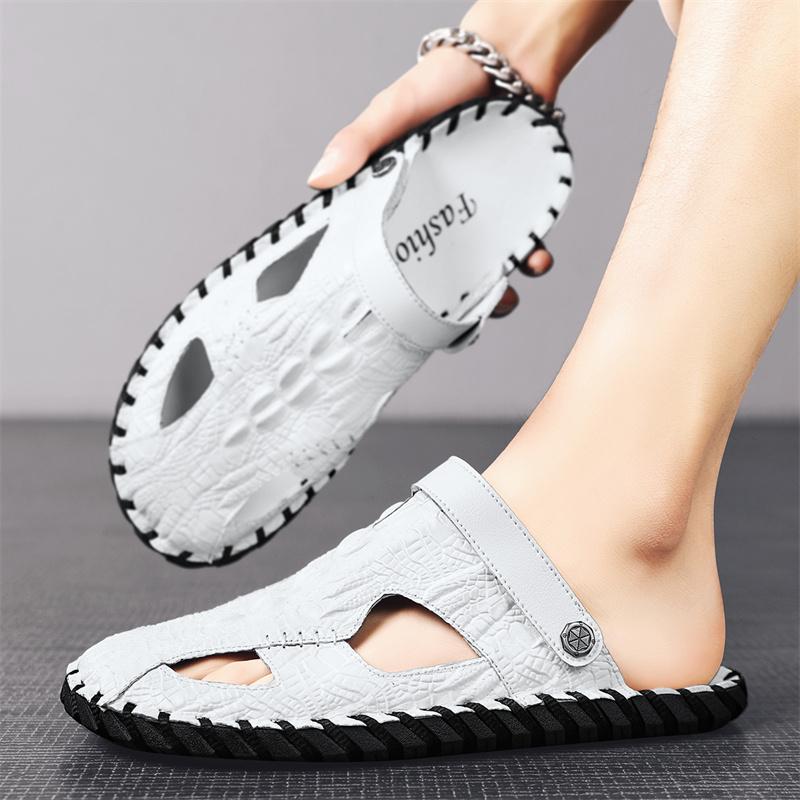 Outdoor Anti Slip and Wear-resistant Leather Sandal New Men Comfortable Dual-purpose Slipper Summer Man Trending Leather Sandals
