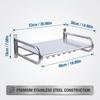 Stainless Steel Microwave Oven Wall Shelf Kitchen Storage Rack Organizer With 6 Hooks Heavy Duty 20kg Capacity