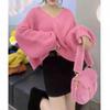 Autumn European V-Neck Retro Chunky Knit Sweater for Women
