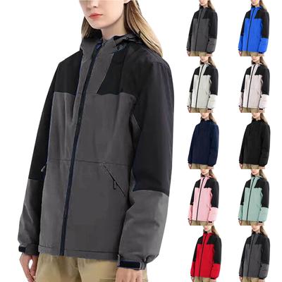 Women's Outdoor Lightweight Color Combination Waterproof Windproof Plus Size Running Sports Jacket Hardshell Jacket