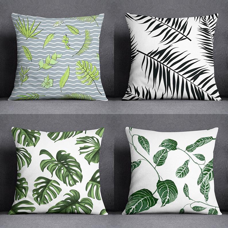 Tropical Leaves Series Pillow Gift Home Office Decoration Pillow Bedroom Sofa Car Cushion Cover Pillow Case (45cm * 45cm)