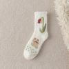 Female Autumn and Winter Thickened Lovely Tender Flowers Do Not Drop Hair Sleep Floor Socks