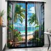 Fashionable Balcony Landscape Printed Curtains, Pole Bag Bedroom and Living Room, Home Decoration, Room Decoration
