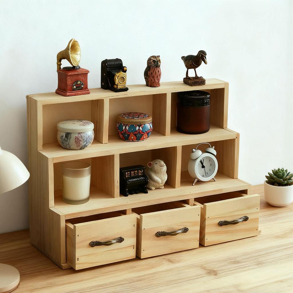 Wooden Storage Cabinet Portable Desk Organizer for Home Decor Office Bedroom