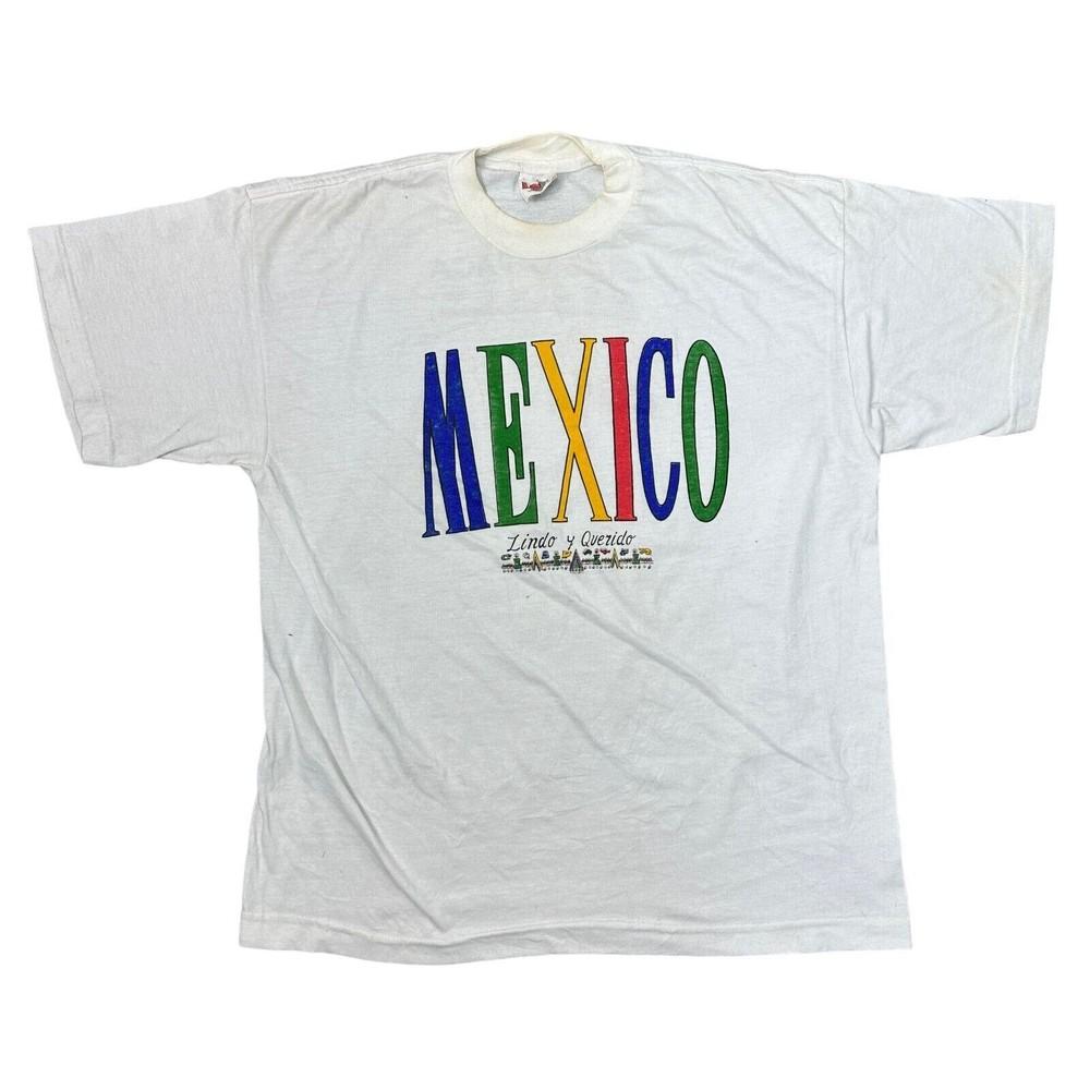 

Vintage Mexico T-shirt USA Graphic Print White Mens L