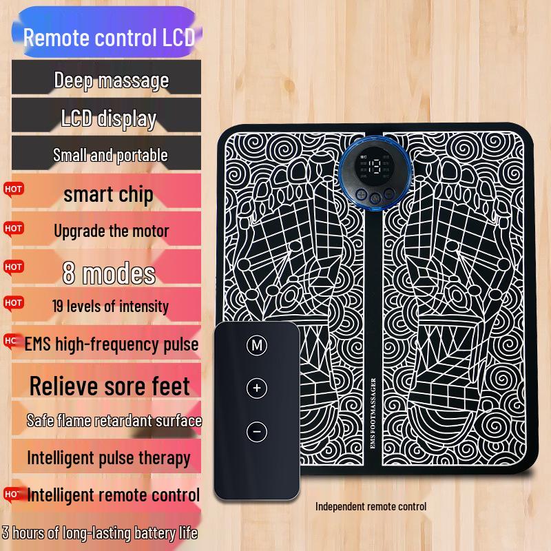 Rechargeable EMS Foot Massager with Remote Control - Micro-pulse Foot Therapy Pad
