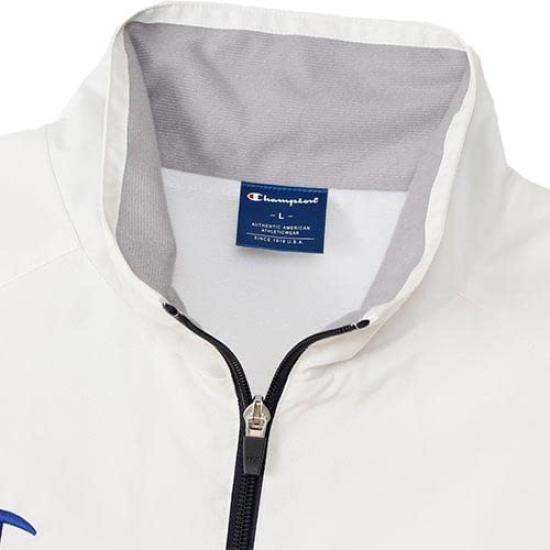 Champion Long Sleeve Windbreaker Size with Logo Men's Jacket, C3-USC15, White, XL, Warm, Water-Repellent, Windproof, One-Point