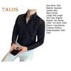 Men Spring Fall Shirt Frence Style Turn-down Collar Slim Fit Waffle Texture Single-breasted Long Sleeves Pure Color Mid Length Young Formal Business