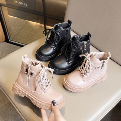 Mädchen Stiefelette Frühling Herbst Atmungsaktiv Kinder Mode Stiefel Kinder Schwarz Shorts Lederstiefel Seitenreißverschluss 2024 Neu