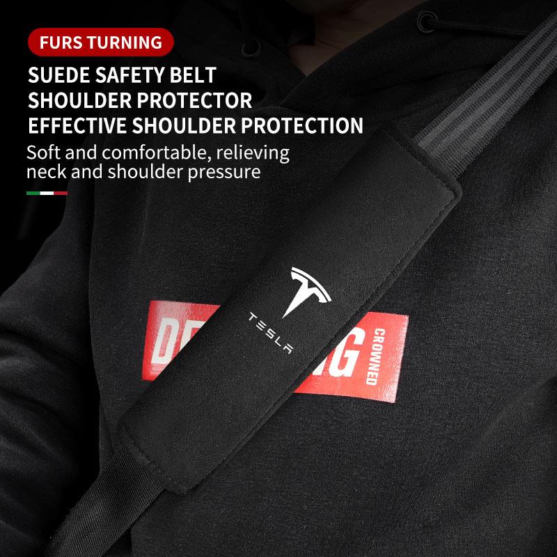 for Tesla Model Y Juniper 2025 Tesla Model 3 Interior Accessories Car Seatbelt Cover Suede Seatbelt Shoulder Strap Protector Pad  od20
