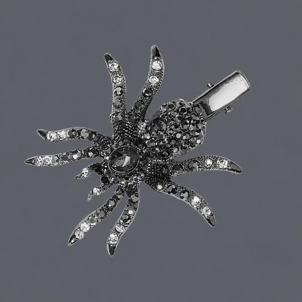 Spider Bangs Clip Black Halloween Hair Clips Creative Rhinestone Barrettes  Halloween Festival