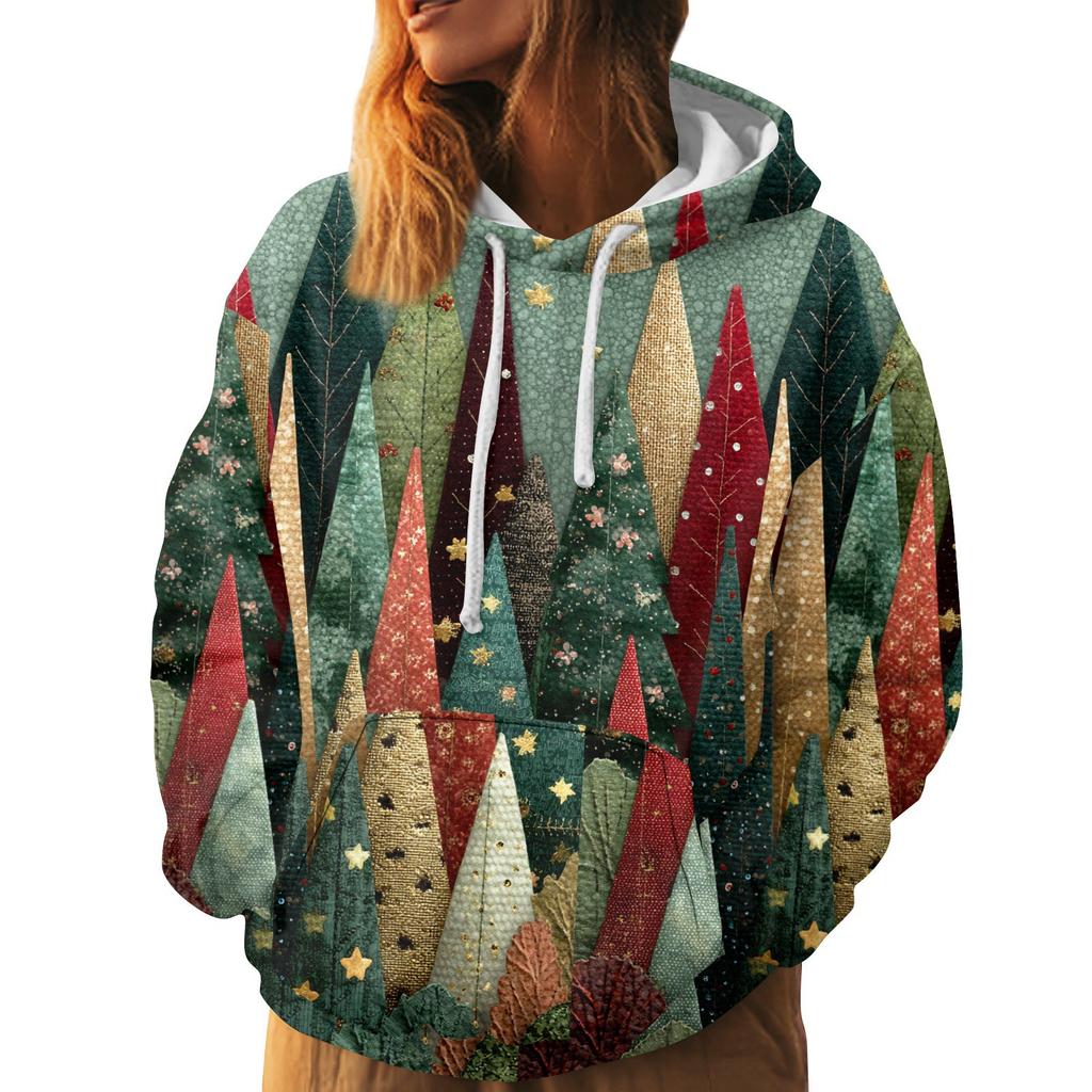 Women's Fashion Sweatshirt Printed Casual Hooded Sweatshirt With Pockets