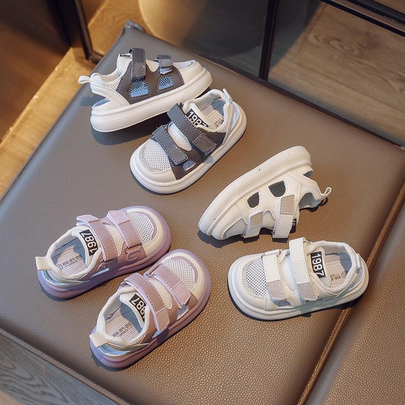 Children's summer half-sandals, non-slip soft-soled toddler shoes, breathable mesh baby shoes for boys and girls, frame shoes