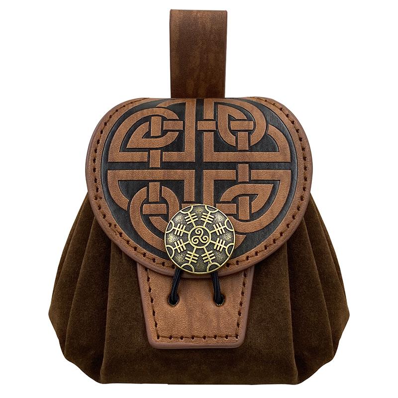 Medieval Punk Retro Waist Bag Pu Leather Outdoor Belt Bag Wallet Travel Party Role Play Cosplay Drawstring Hip Coin Purse
