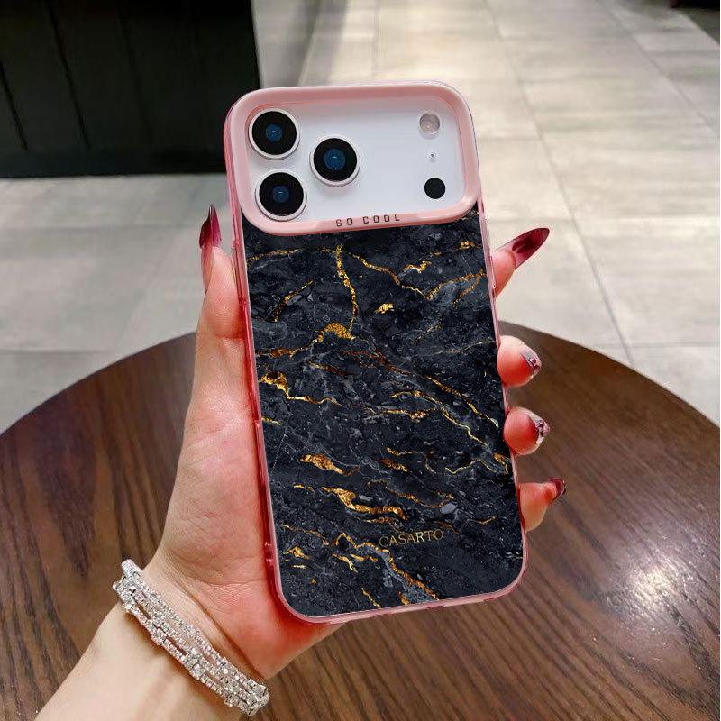 Marble Texture Silver Phone Case for iPhone 13 Pro/14/15/16/17 Pro Max