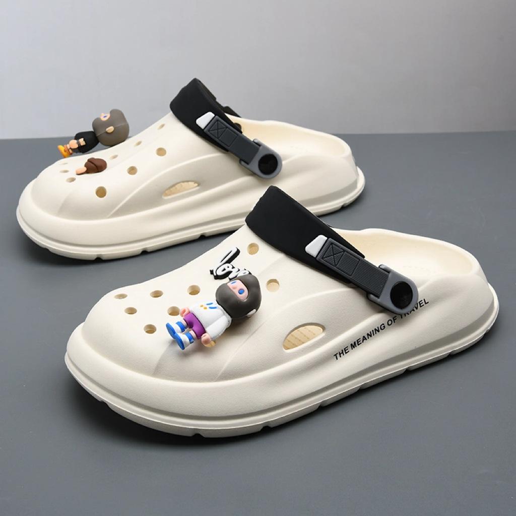 Thick-soled Hole Shoes Men's 2025 New Non-slip Thick-soled Light and Breathable Beach Bag Head Cool Slippers