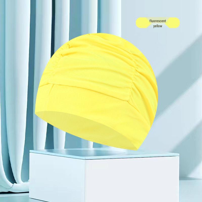 Dámská květinová plisovaná plavecká čepice nadměrné velikosti - Nepřiléhavý střih, Jednobarevná, Módní látkový design