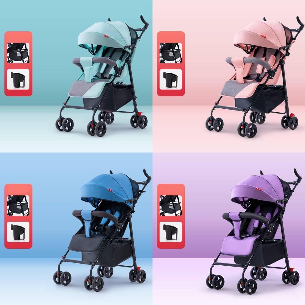 Four Wheeled Baby Stroller Lightweight Foldable Convertible Seat Multifunctional
