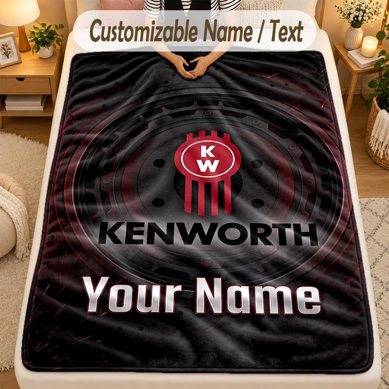 Flannel BlanketKenworth Custom Name Text Personalized Soft Warm Throw Blanket Home Decor Gift