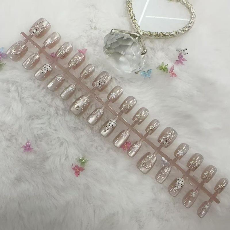 

Gilded French Cat Eye Handmade Removable Short Nail Patches