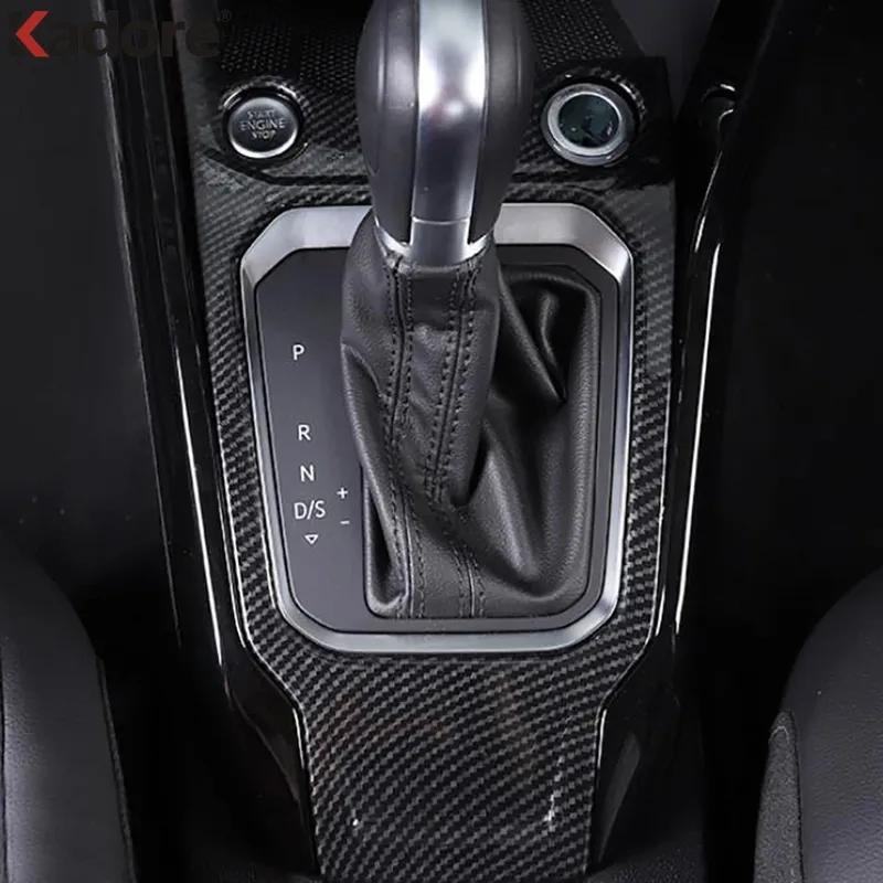 For Volkswagen VW T-Roc TROC 2017- Carbon Fiber Car Center Console Gear Shift Box Panel Cover Trim Interior Accesssories