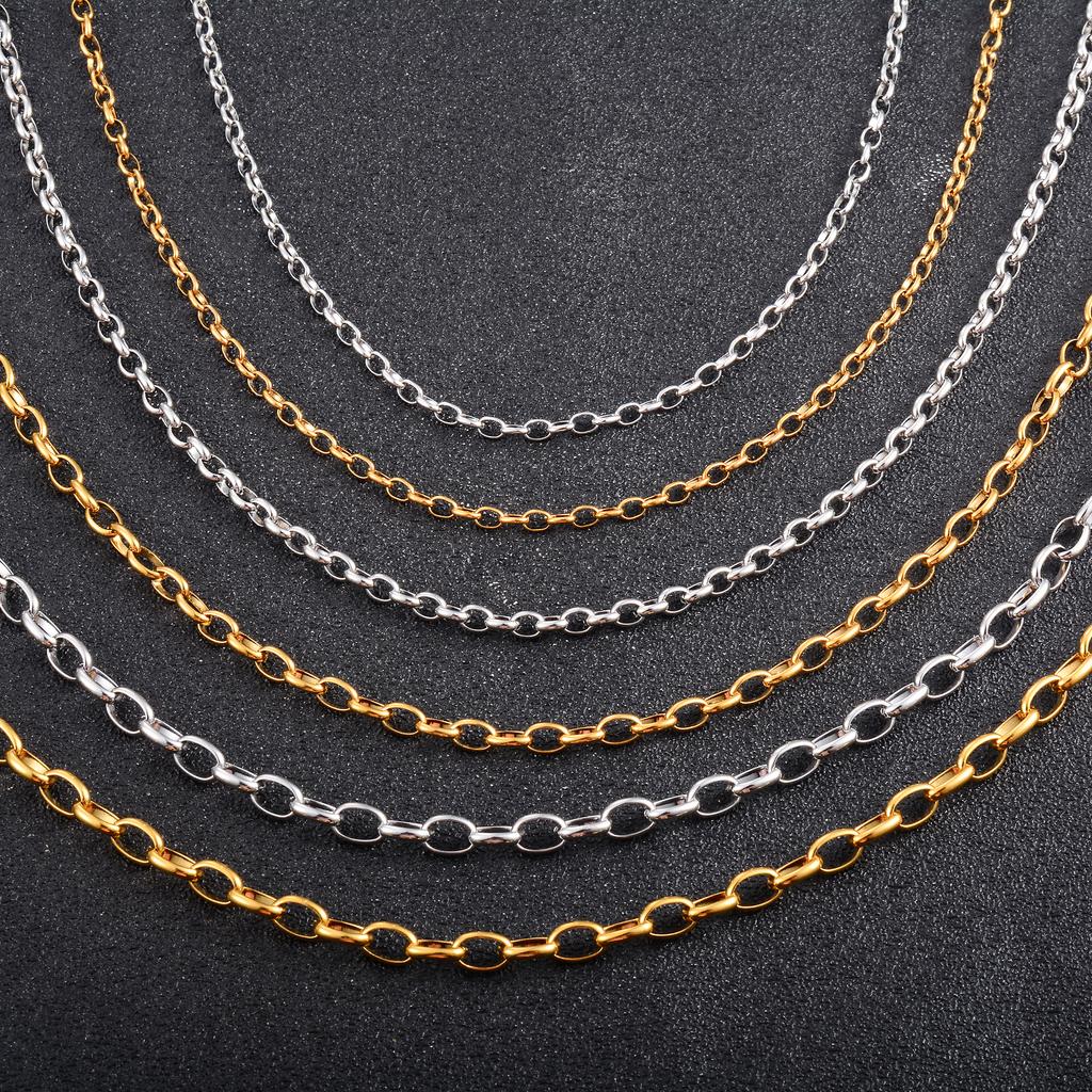 Collana a maglia Rolo in Acciaio Inossidabile 316L Catena O Ovale per Donne Uomini Choker Accessori Gioielli Hip Hop su Collo Collare Regalo Fai da Te