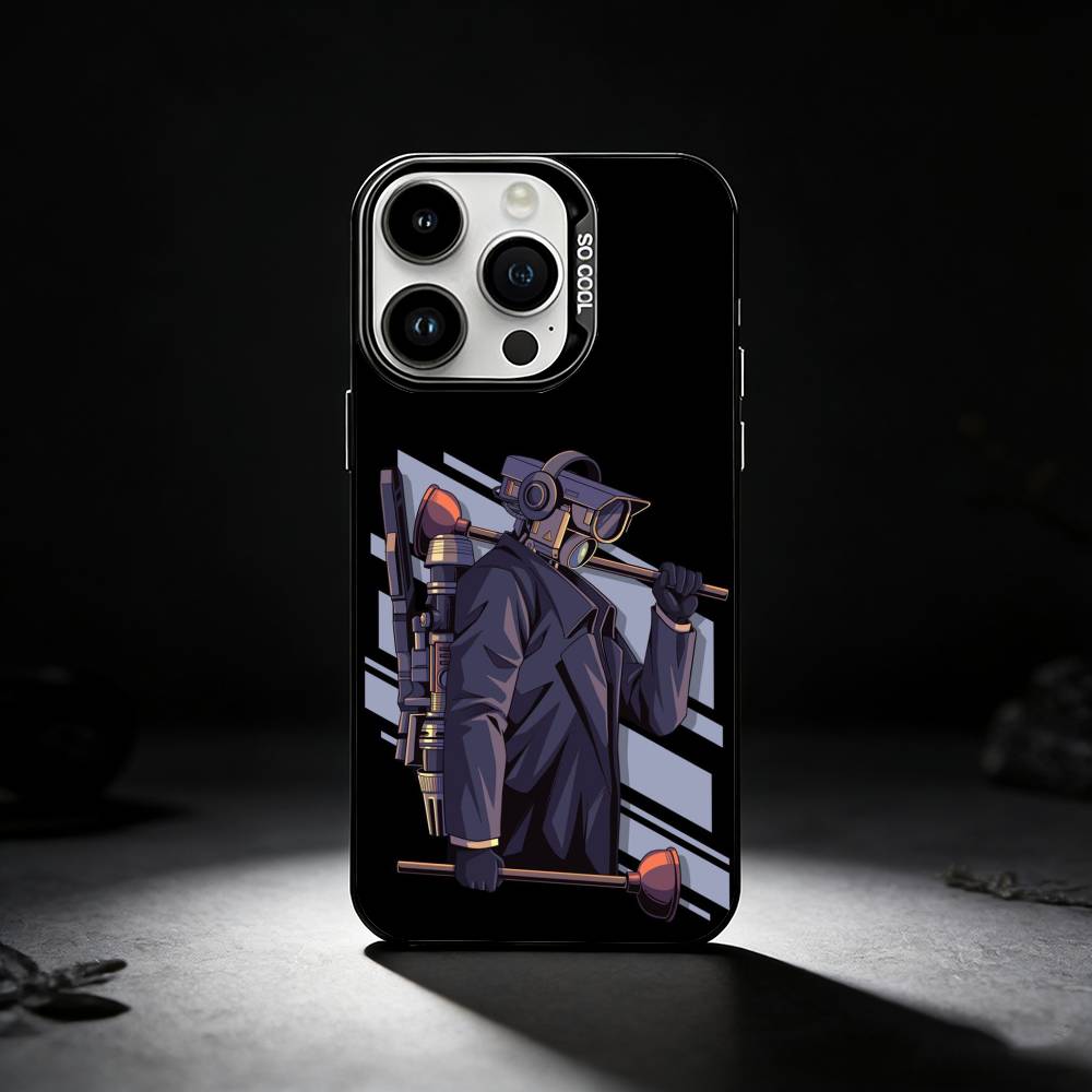 C-Cartoon S-Skibidi Toilet Phone Case For iPhone 17,16,15,14,13,12,11 Plus,Pro Max,XS,Colored silver phone case