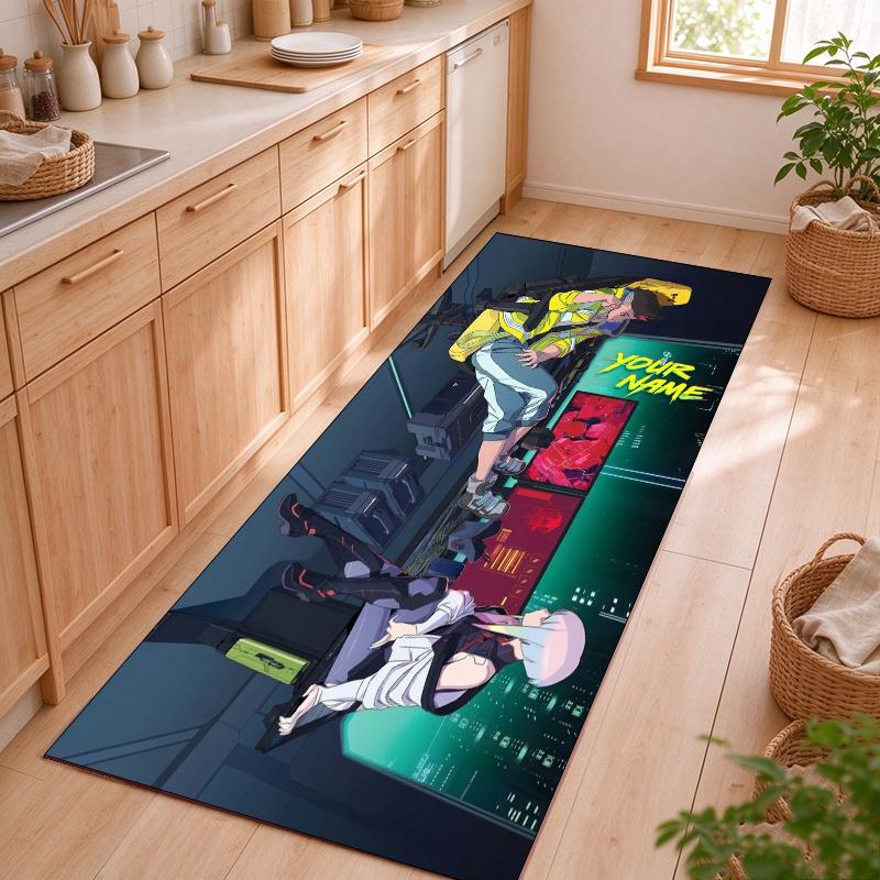 Edgerunners Customizable name kitchen floor mat easy to clean and wipe down Suitable for kitchens living rooms and entryways—a perfec