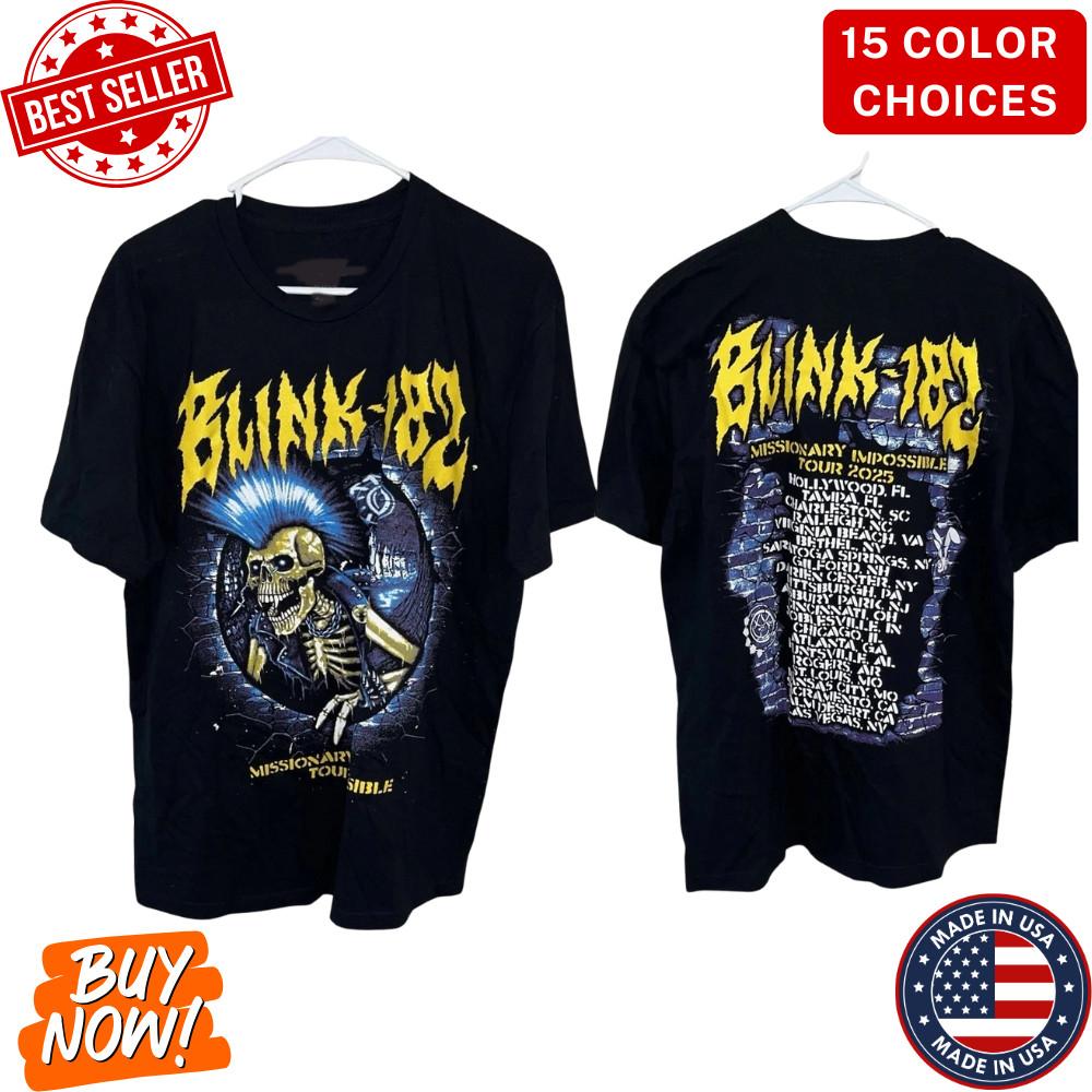 New!!! Blink 182 Missionary Impossible 2025 Inspired Fan Made T-Shirt Size S-5XL Unisex T-Shirt XXXL