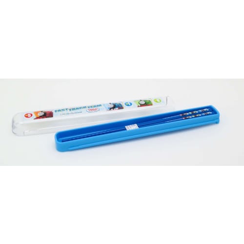 OSK Bento Box Set with Pull-Lid and Chopstick Holder, Thomas the Tank Engine Design, 16.5cm Chopsticks/Sliding Lid, Made in Japan, Dishwasher Safe, HS