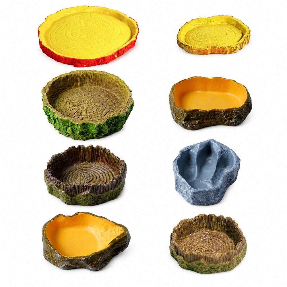 Tree Stump Shape Reptile Feeding Bowl Multicolor Reptile Bathtub for Tortoises
