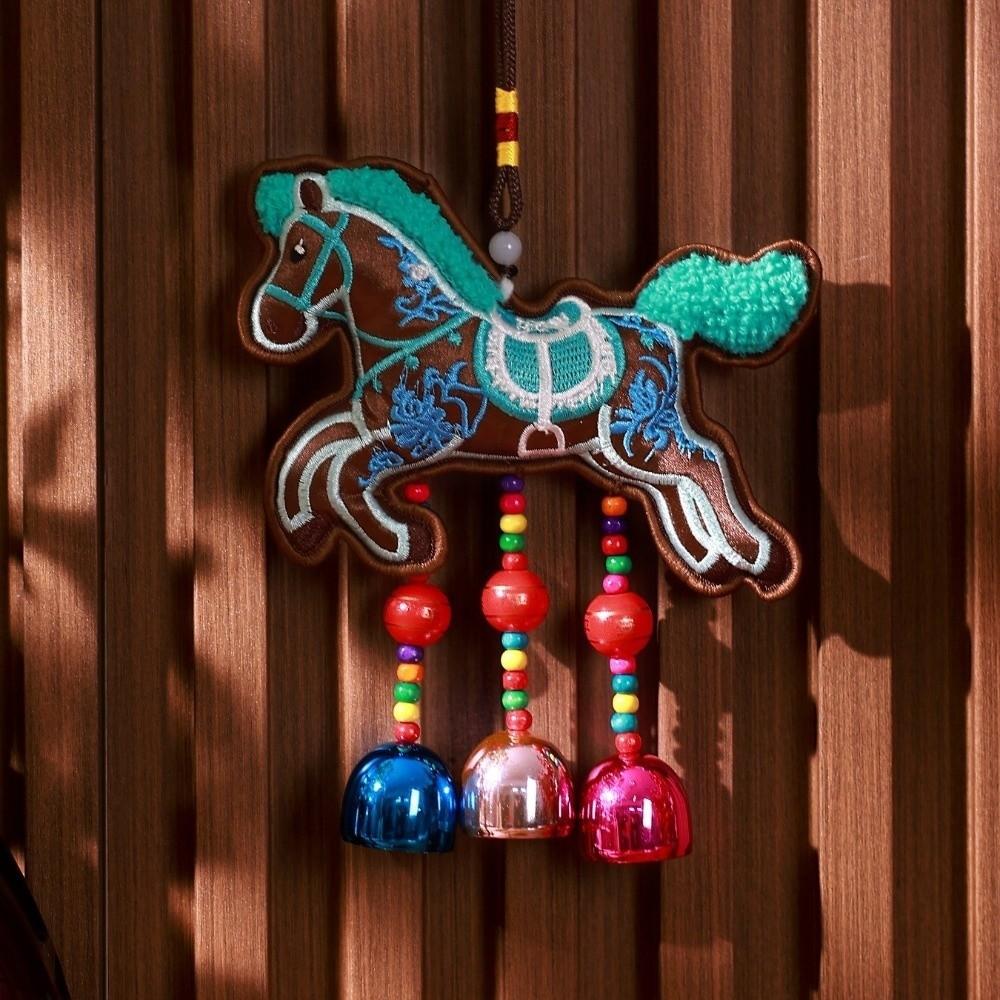 with Tassel Spring Festival Bell Pendant Embroidered Horse Wind Chimes Decoration  Zodiac Year Gift