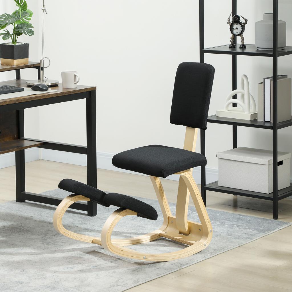 Ergonomic Knee Chair, Kneeling Stool Health Chair for Home, Office, Meditation Black