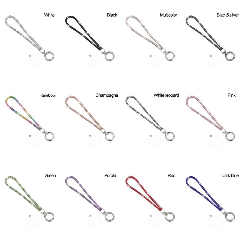 Handheld Glitter Rhinestone Phone Lanyard Hanging Cord Mobile Phone Chain  Girls New Year Gift