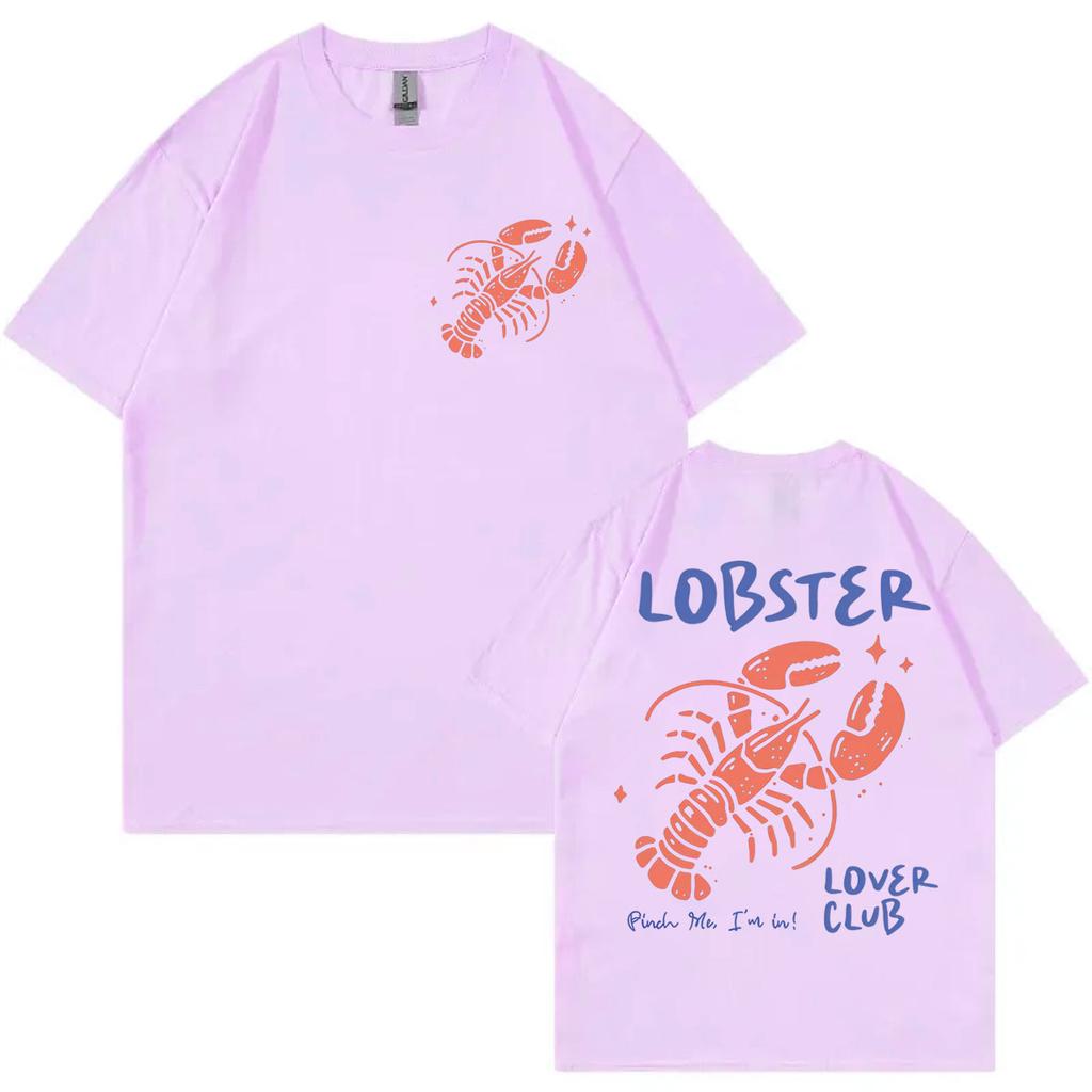 Lobster Lover Club Tshirt Funny Summer Beach Short Sleeve T Shirt Mens Womens Fashion Casual Oversized Tshirts Streetwear