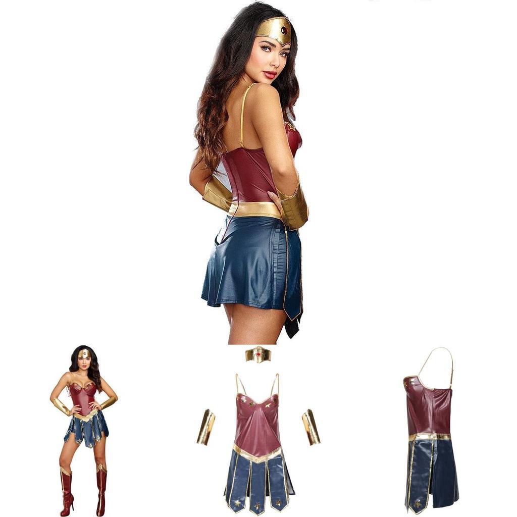 Costume da Cosplay di Wonder Woman Con Pelle PU Gioco di Ruolo Fantasy Abbigliamento di Halloween