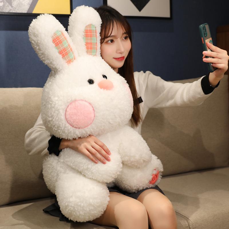 Nic Adorable Fat Rabbit Peluche Toys Fluffy Rabbit Bunny Hand Warmer Pillow Long Plushie Dolls for Girls Baby Appease Birthday Gifts