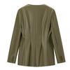 Retro Distressed V-neck Leather Jacket for Women - European & American Fashion