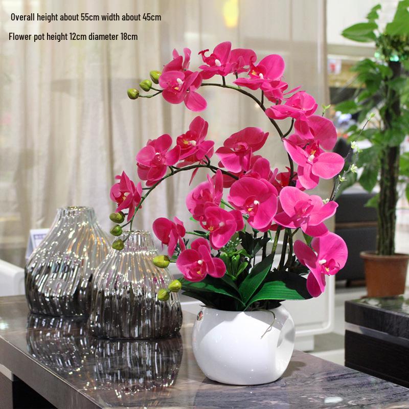 Haptik-PU Phalaenopsis Künstliches Blumengesteck für Wohnzimmer TV-Schrank Deko