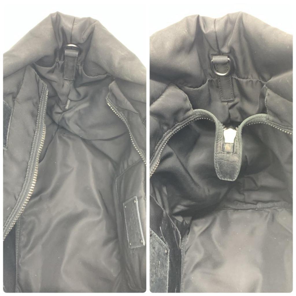 Prada Reversible Tote Bag Handbag Leather Genuine Leather Tessuto Nylon Black Women's Men's Unisex Lightweight