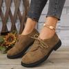 Large size platform women's spring and autumn new thick heel lace-up fashionable versatile and comfortable small leather shoes