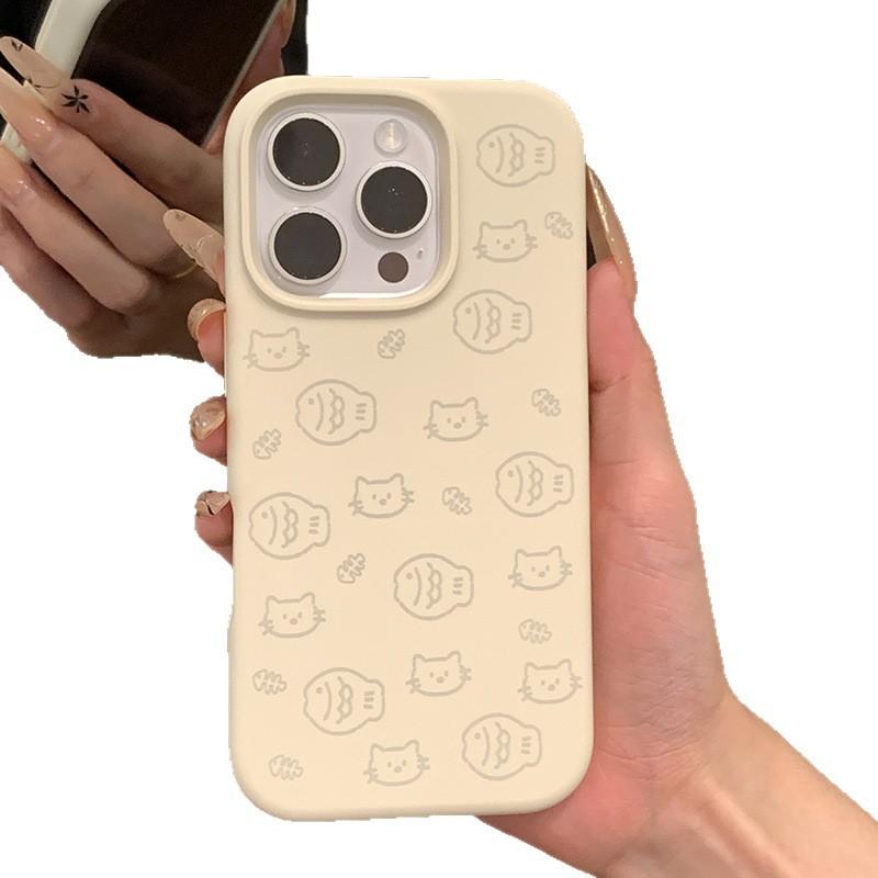 Line Kitten Fish for Apple 16promax Mobile Phone Case for IPhone14promax Imitation Liquid New Model 13