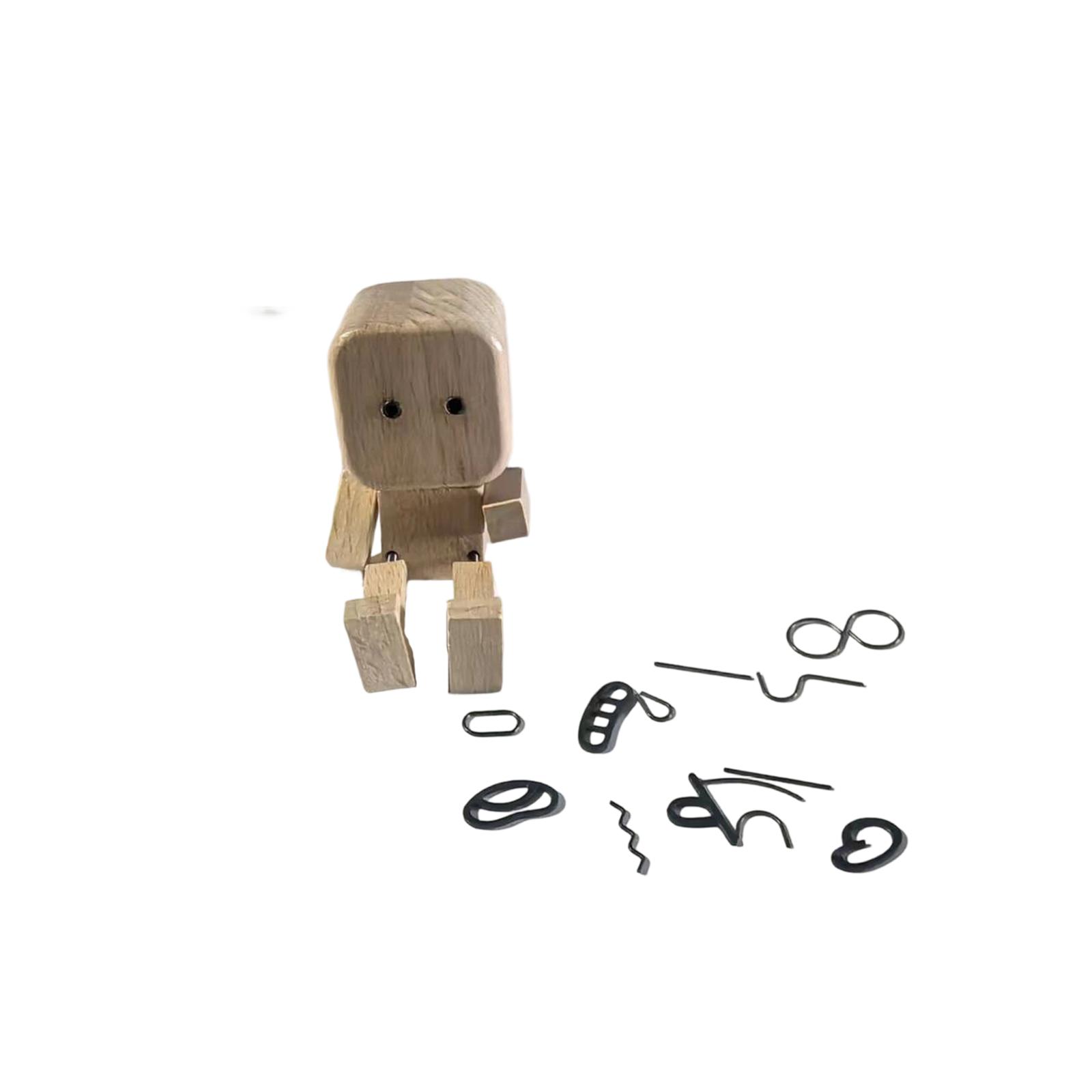 Дрожащая деревянная статуэтка человека Ручная работа Дрожащие ноги Деревянная кукла для дома One Size