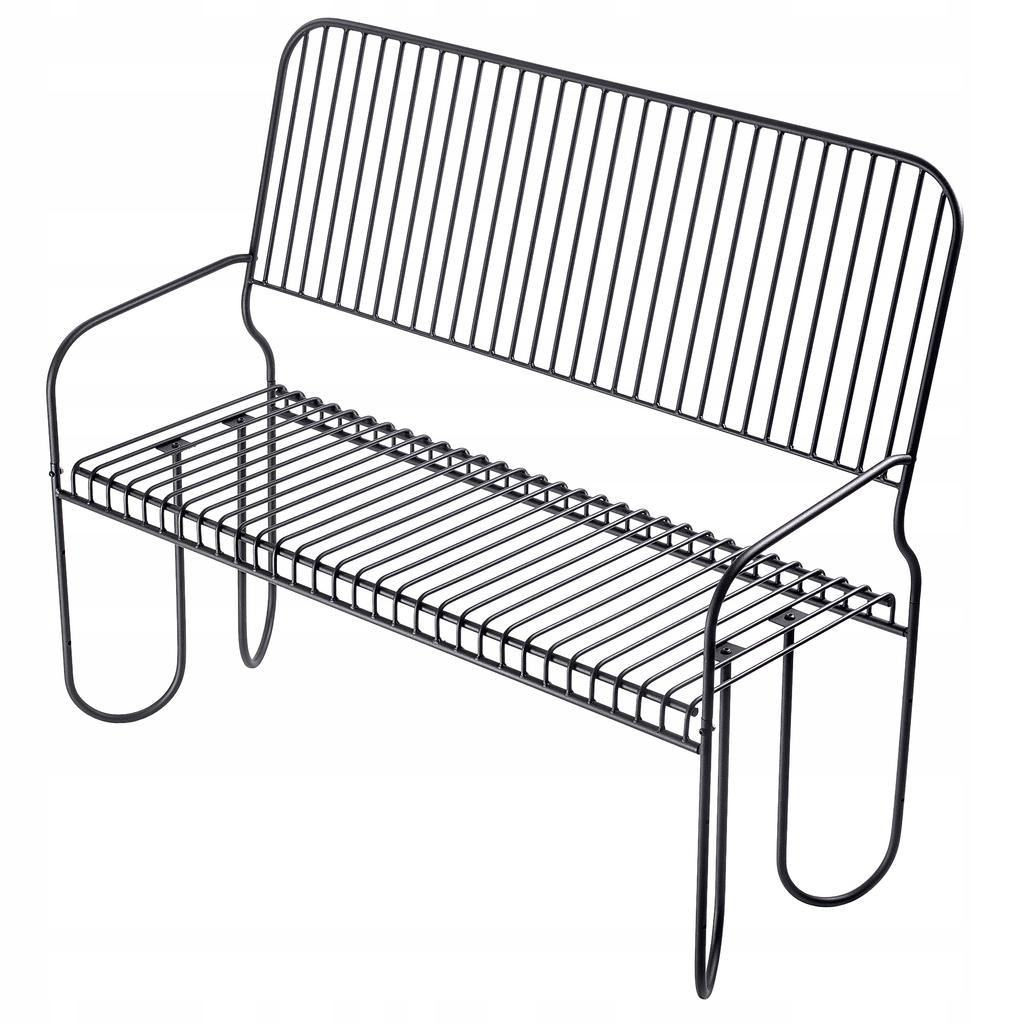 KADAX Gartenbank Parkbank mit Rückenlehne Metall für Terrasse Stabil Schwarz